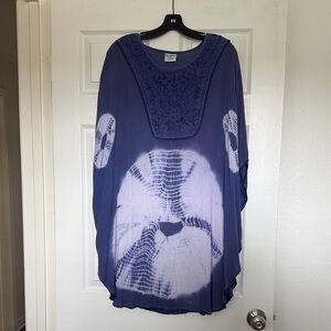 Rainbow Purple Tie-Dye Tunic with Embroidery